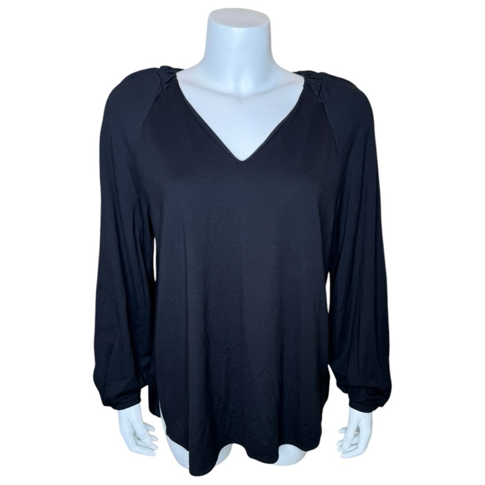 Cabi Swanky Knit Top M V-neck Pullover Black #3802